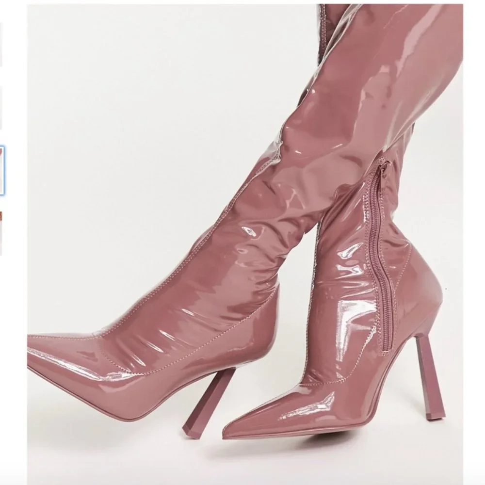 NWOB Aldo Nella Patent Thigh High Boots